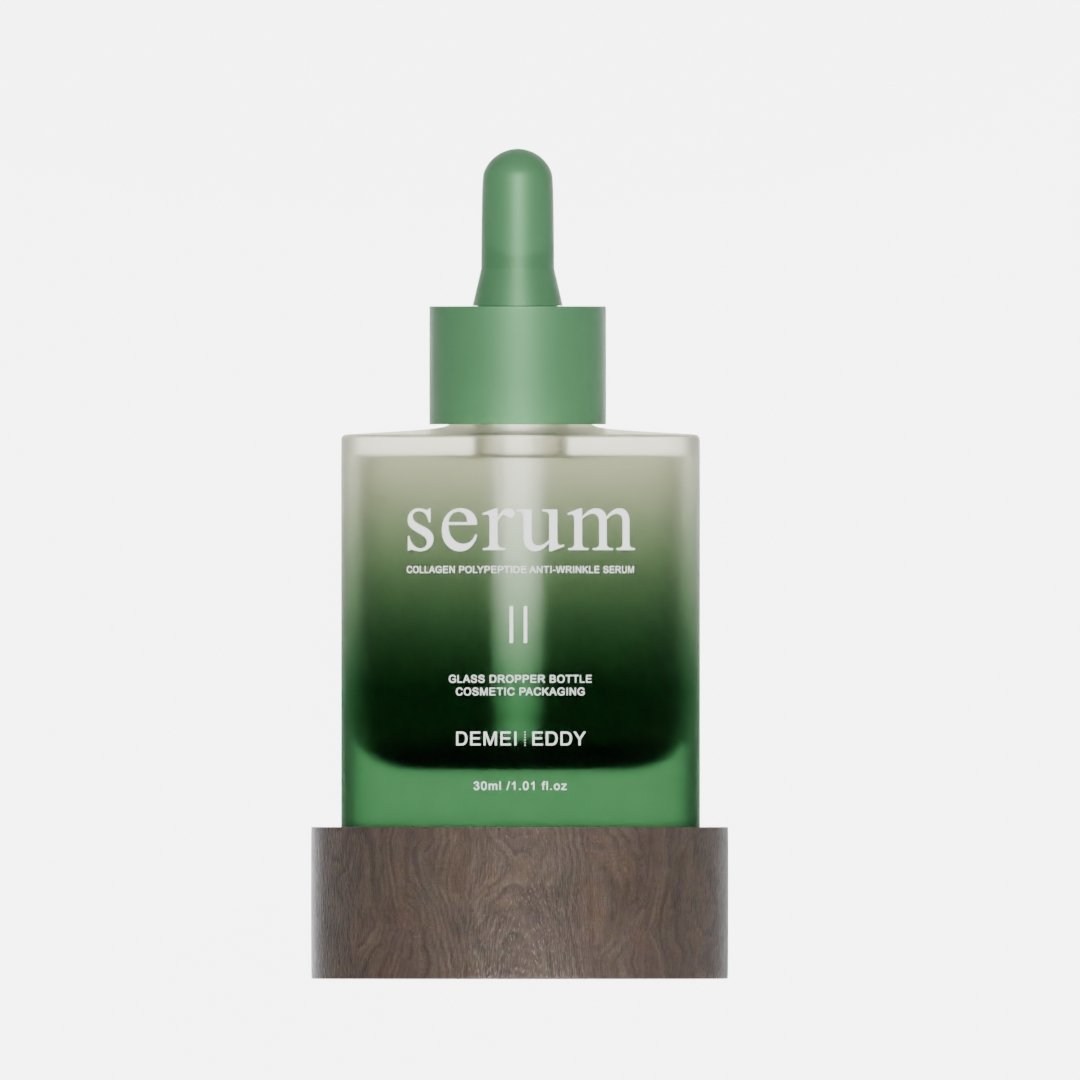 DEMEI Luxury 30ml Frosted Flat Glass Dropper Bottle Serum Silk Screen Gold - Image 2
