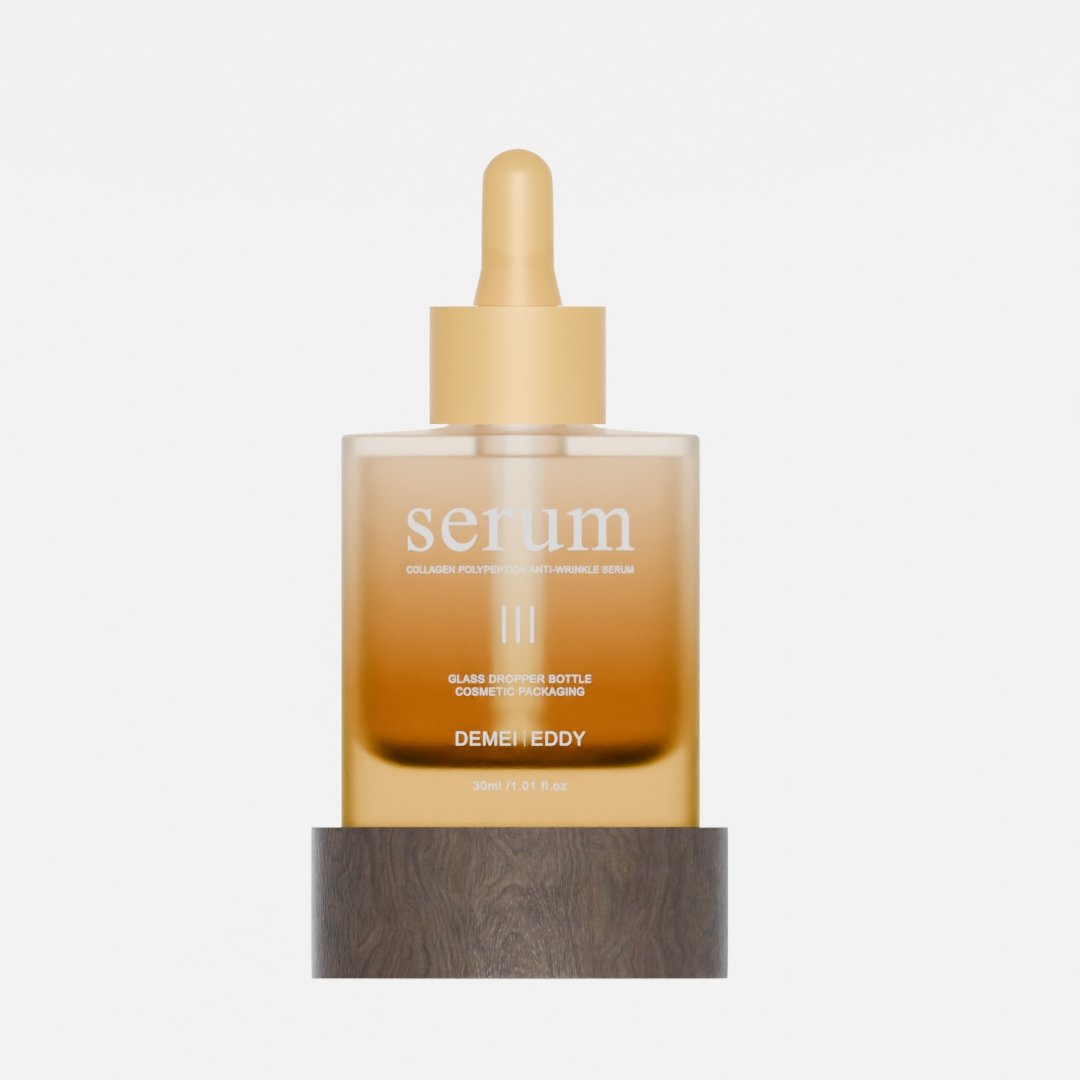 DEMEI Luxury 30ml Frosted Flat Glass Dropper Bottle Serum Silk Screen Gold - Image 3
