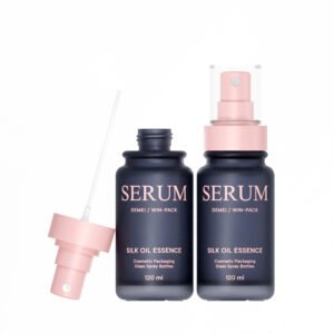 DEMEI Pink Dropper Dark Blue Clear Glass Lotion Serum Bottle Gold Stamp 30-120ml